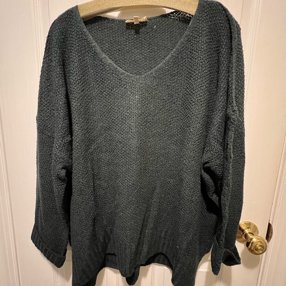 In Bloom Deep Blue/Green V-Neck Sweater